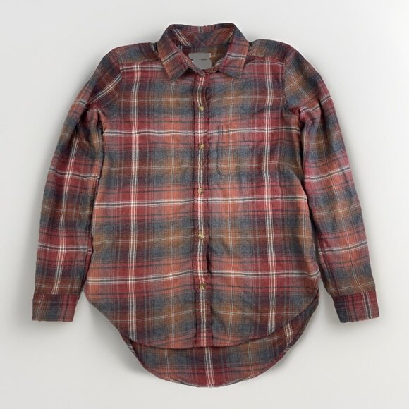 American Eagle Flannel Shirt Womens XS Boyfriend Fit Faded Red Amazingly Soft - Picture 1 of 16